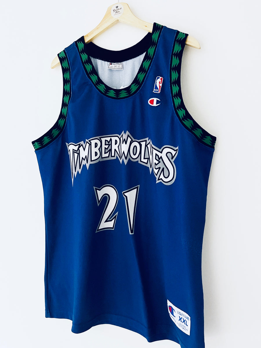 1998-07 MINNESOTA TIMBERWOLVES GARNETT #21 CHAMPION JERSEY (ALTERNATE) XS