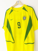 2002/04 Brazil Home Shirt Ronaldo #9 (L) 9/10