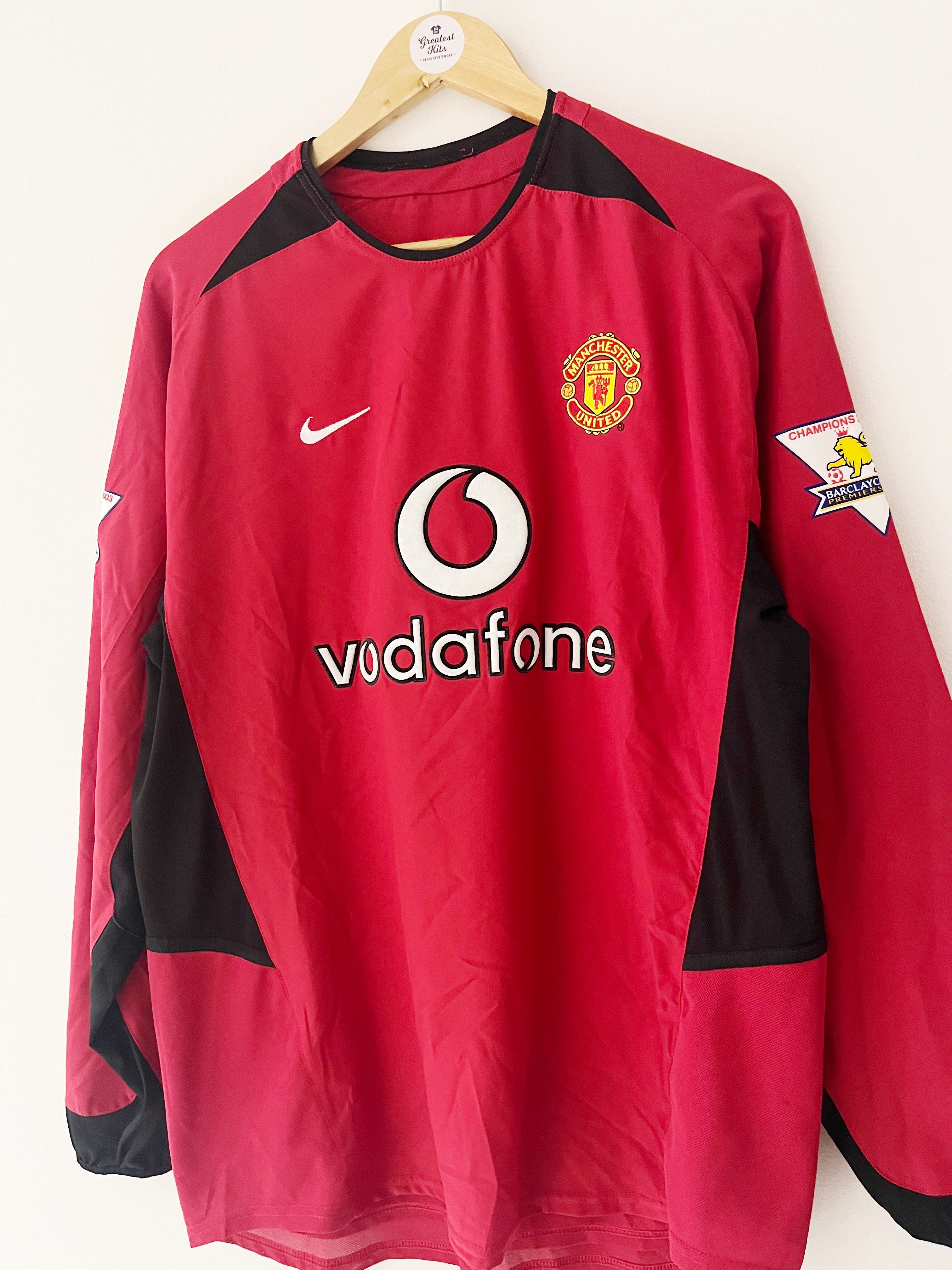 2002/04 Manchester United Home L/S Shirt (M) 9/10