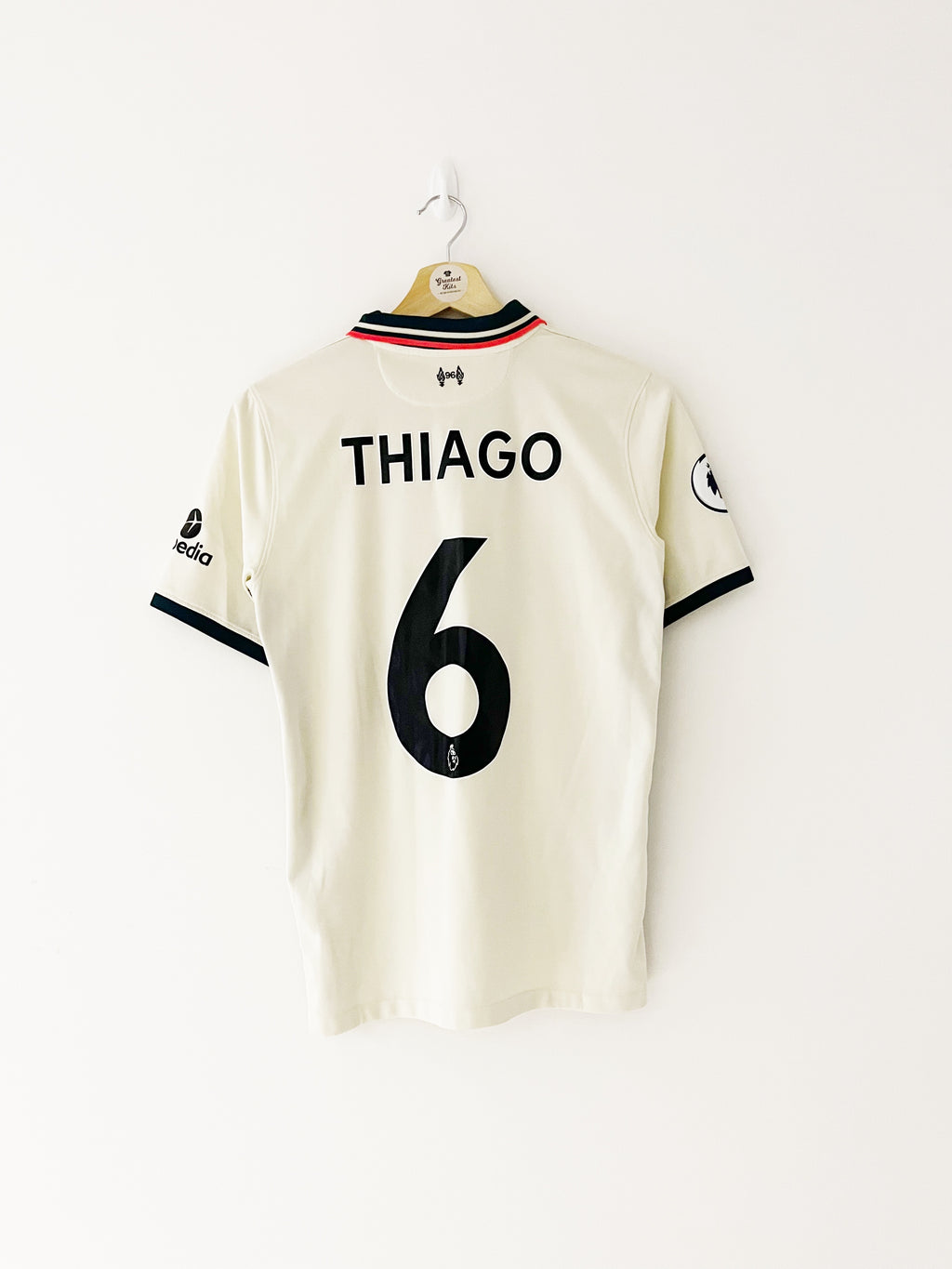 Camiseta de visitante del Liverpool 2021/22 Thiago n.° 6 (XL.Niños) 9/10