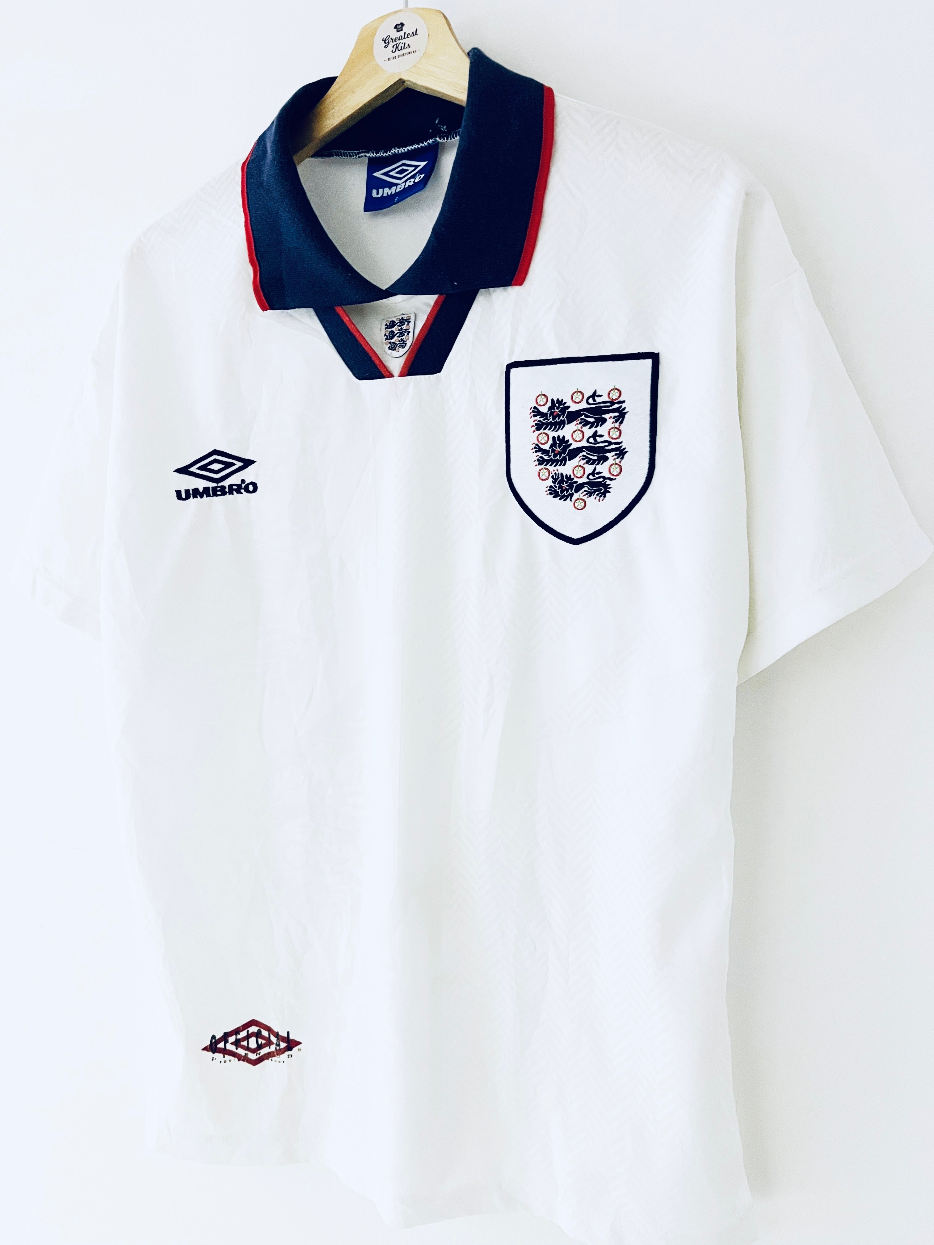 1993/95 Camiseta local de Inglaterra (S) 8/10 