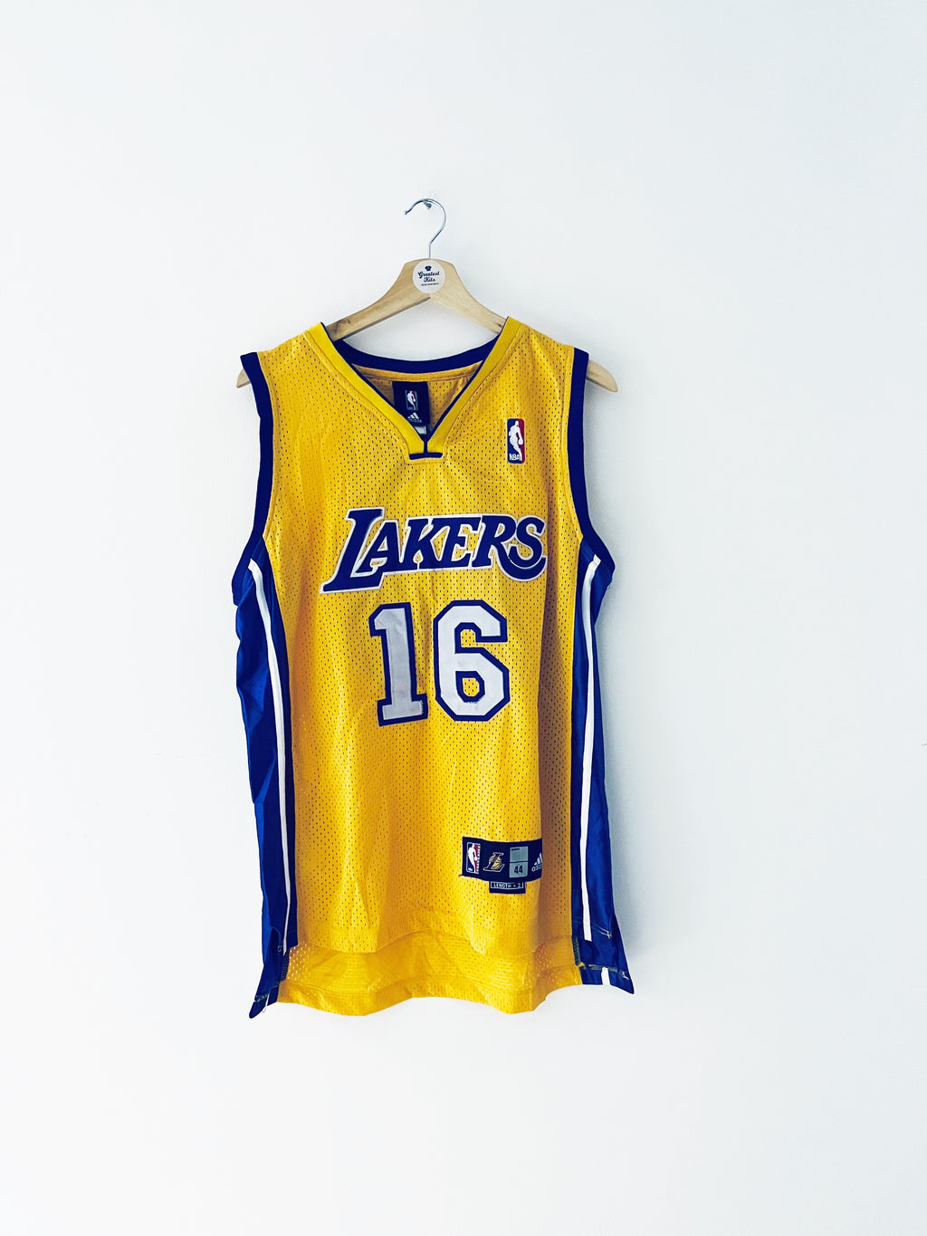 2010-14 Los Angeles Lakers Adidas camiseta local Gasol # 16 (S) 9/10