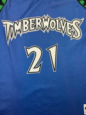 1996-07 Camiseta de carretera campeona de los Minnesota Timberwolves Garnett # 21 (XXL) 8.5/10
