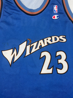 2001-03 Camiseta de ruta campeona de los Washington Wizards Jordan # 23 (XXL) 7.5/10