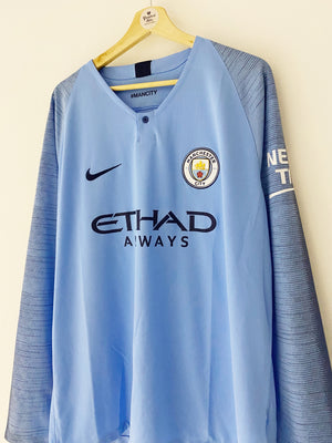 2018/19 Manchester City L/S Home Shirt Mahrez #26 (XL) 9/10