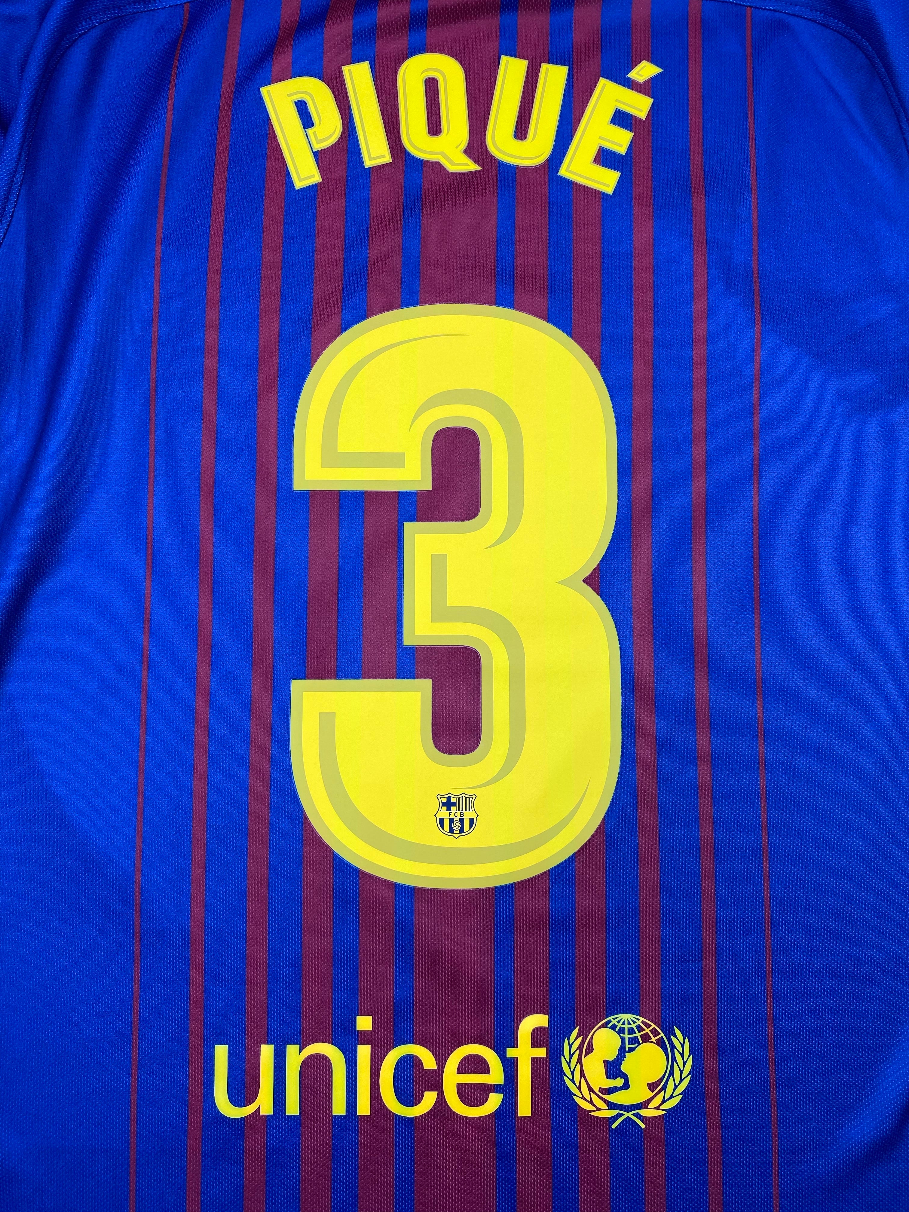 2017/18 Barcelona Home L/S Shirt Pique #3 (M) 9.5/10