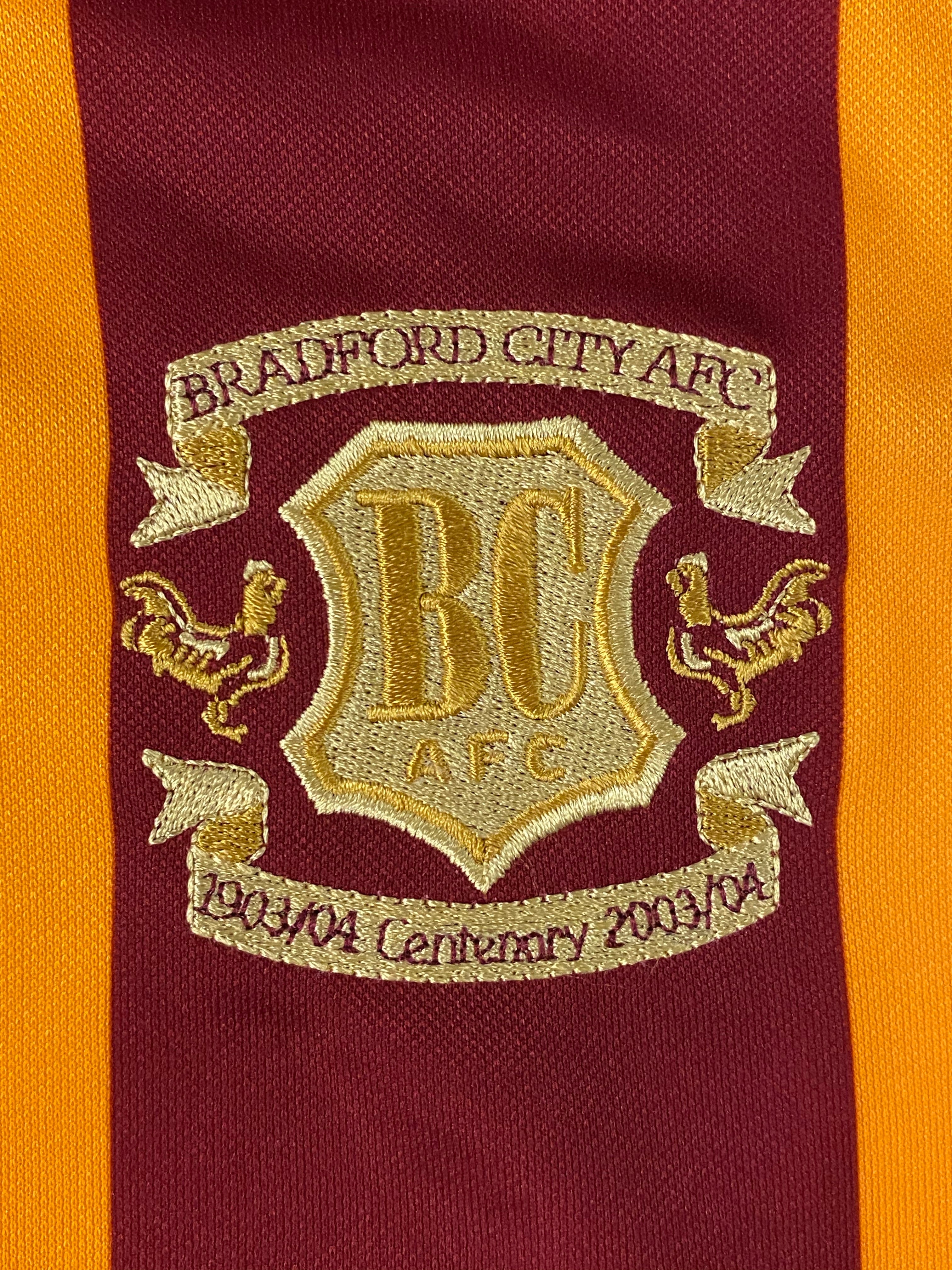 2003/04 Camiseta local del Centenario del Bradford City L / S (L) 8/10
