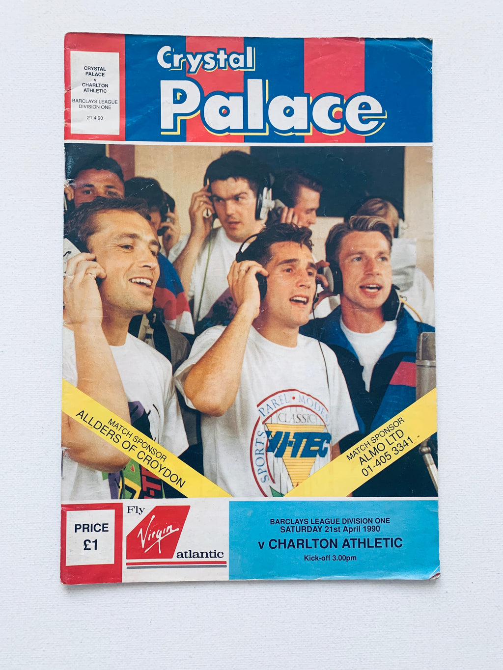 1990 Programa de la jornada Crystal Palace v Charlton