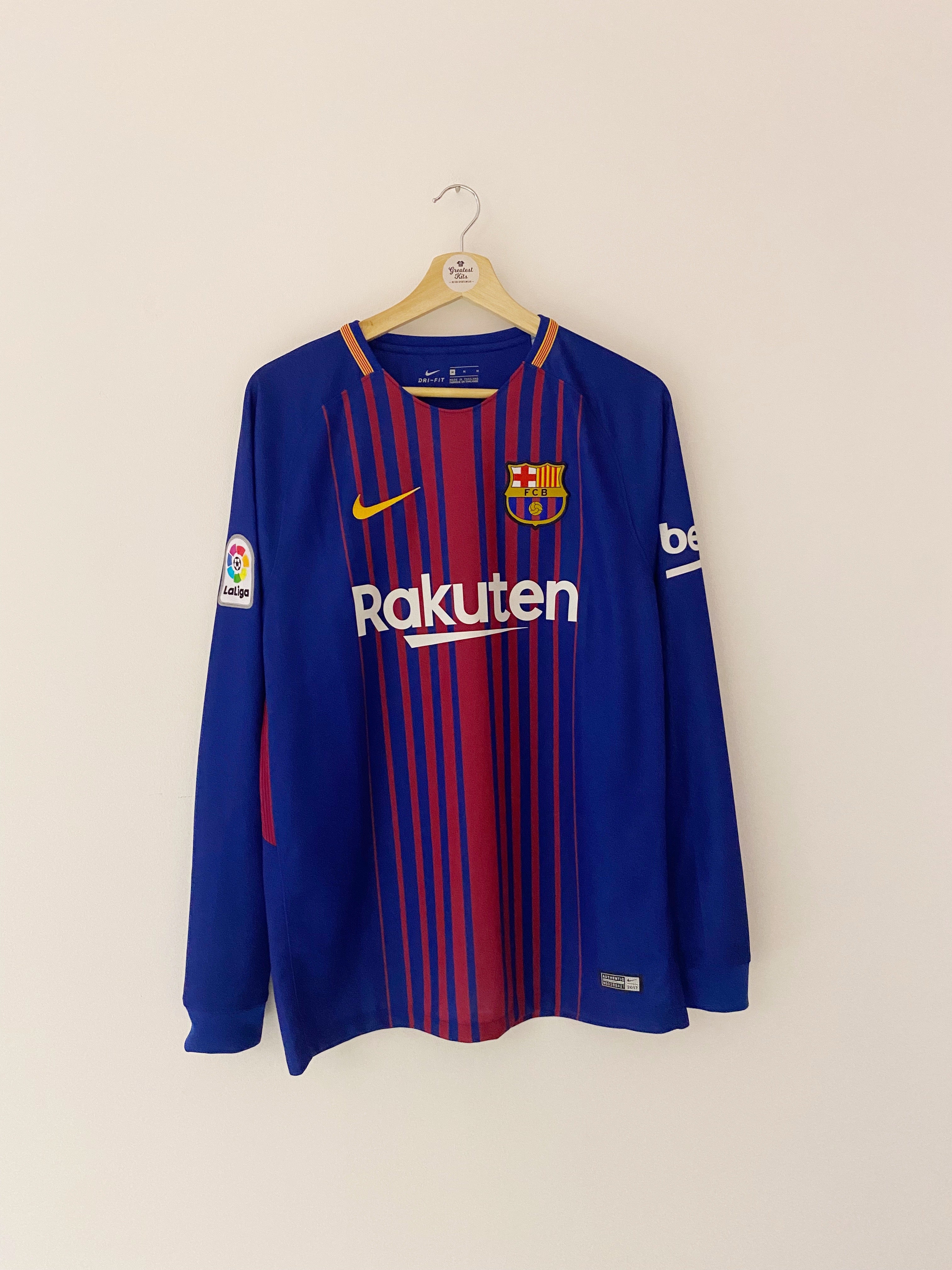 2017/18 Barcelona Home L/S Shirt Pique #3 (M) 9.5/10